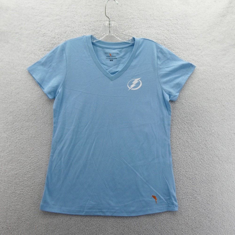 Margaritaville Shirt Women Medium Tampa Bay Lightning Blue Surfboard NHL V-Neck